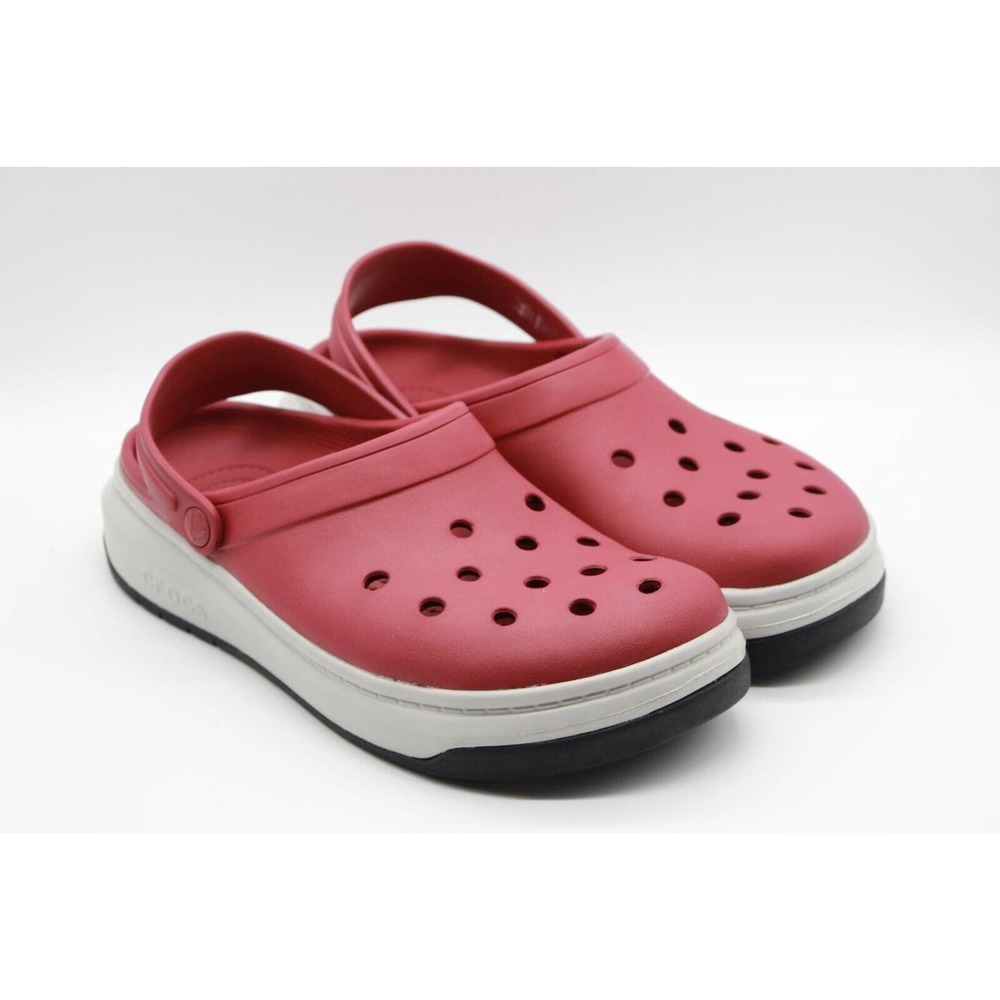 Crocs Mens Iconic Comfort Red/Gray/Black Band Platform Clog Size 11